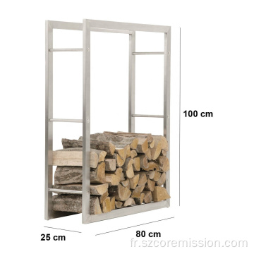 Support de stockage de bois de chauffage en métal extérieur amovible